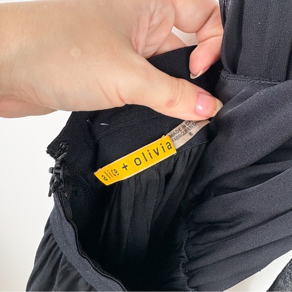 Alice + Olivia 100% Silk Alberta Halter Neck Backless Chiffon Maxi Dress Gown 6 - Picture 7 of 10